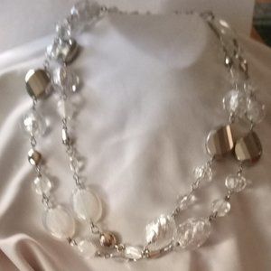 Women's Crystal Silver Color Necklace 48 Inches Long Special Occasions